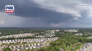 Massive shelf cloud looms over the sky outside Raleigh, North Carolina