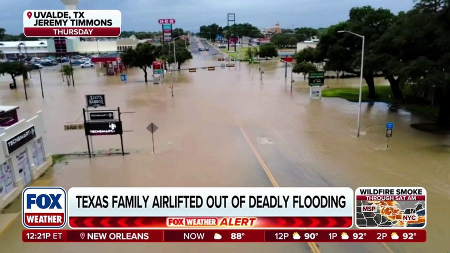 Texas family airlifted to safety after being forced from their home amid rising floodwaters