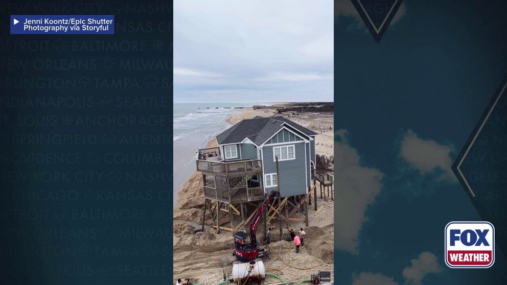 Several homes along the Outer Banks beaches have collapsed in the last few years. Beach erosion from extreme weather events accelerates the process. Video taken in Buxton on March 10 shows crews working to add extra pilings to a home nearest the beach, hopefully saving it from the same fate as its former neighbors. 