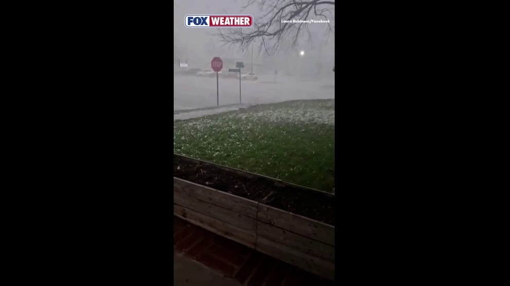 Severe storms lashed Bryan, Ohio Thursday evening with ping-pong ball-sized hail.