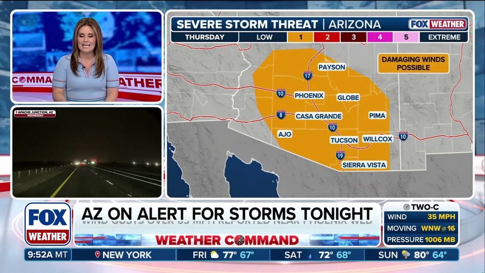 Monsoon thunderstorms threaten to bubble up again Thursday afternoon across parts of Arizona, including Phoenix and Tucson. Dust storms and damaging wind gusts will be the biggest threat after monsoon storms knocked out power to tens of thousands of customers Wednesday.