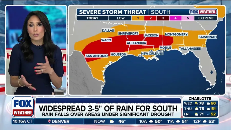 Fast-moving storm clusters heighten severe weather and flash flood threats across the South 