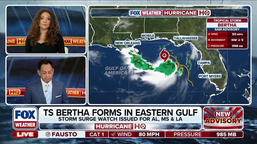 Tropical Storm Bertha strengthens, threatens Gulf Coast with squalls, heavy rain and storm surge