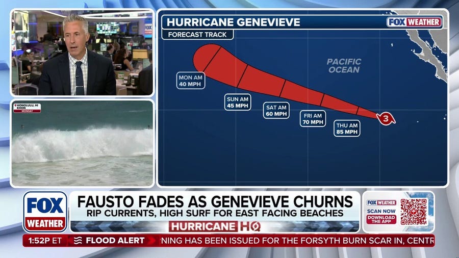 Genevieve weakens while a super typhoon roars across the Pacific