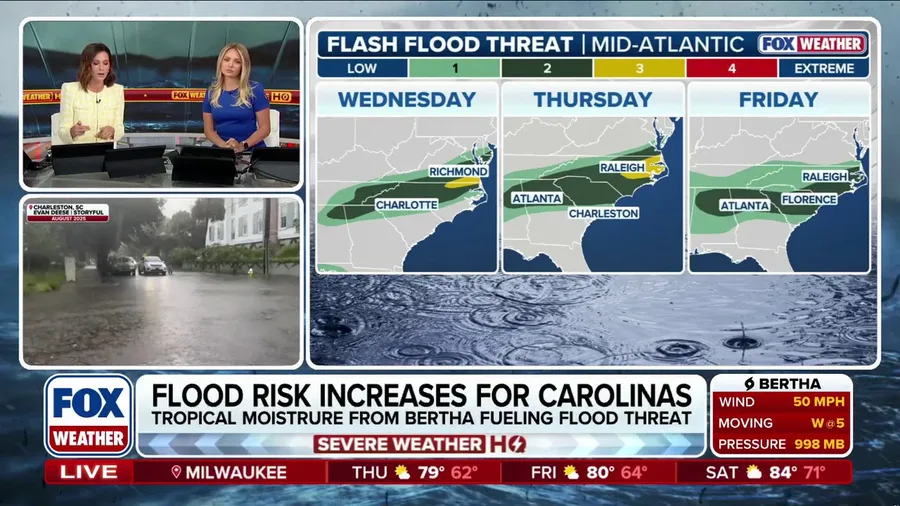 Bertha moisture, stalling front fuel dangerous Mid-Atlantic, Carolinas flood risk