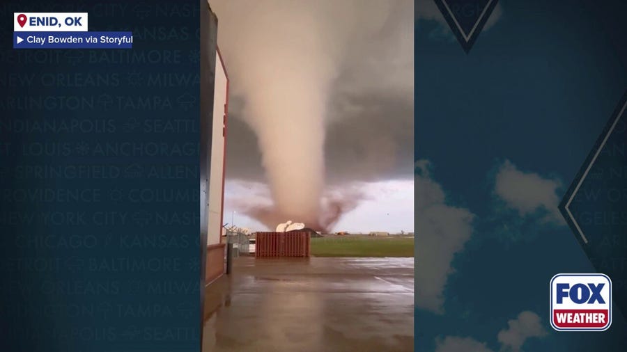 Watch: Massive stovepipe tornado blasts area next to Vance Air Force Base