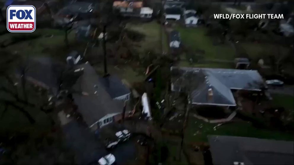 Drone footage shows total destruction of Illinois neighborhood ...