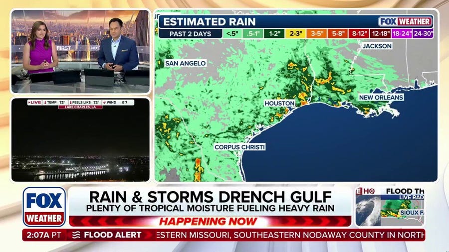 Storm system to drench Gulf Coast, triggering rough surf and coastal flood threat