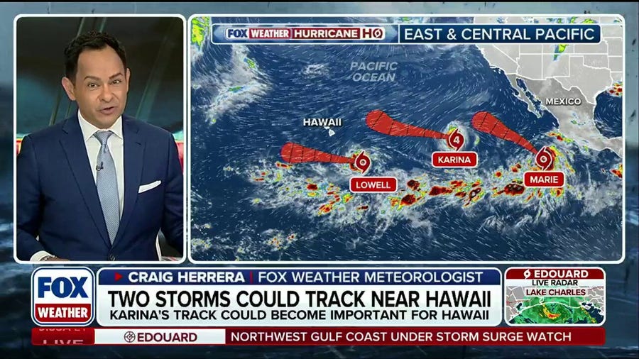 Karina and Lowell could track near Hawaii while Tropical Storm Marie forms in Pacific