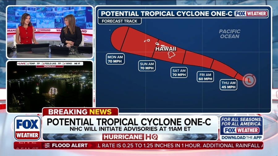 Invest 93C upgraded to Potential Tropical Cyclone One-C as system tracks toward Hawaii