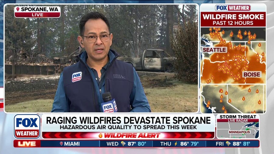 Raging wildfires continue to devastate Spokane, Washington