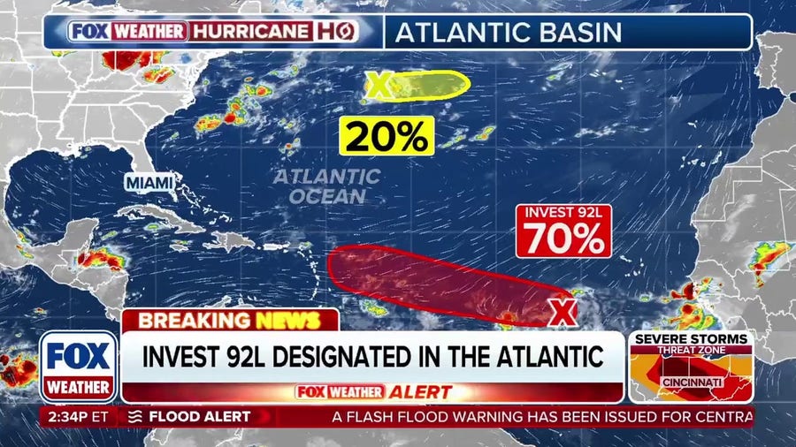 Invest 92L designated as Atlantic tropical activity heats up