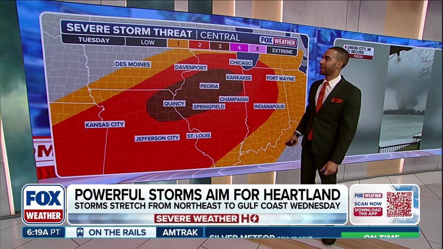 More rounds of severe storms to threaten Heartland by mid-week
