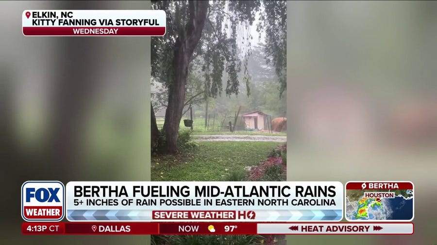 Tropical Storm Bertha fuels rounds of rainfall, triggering flash flooding along the Mid-Atlantic coast