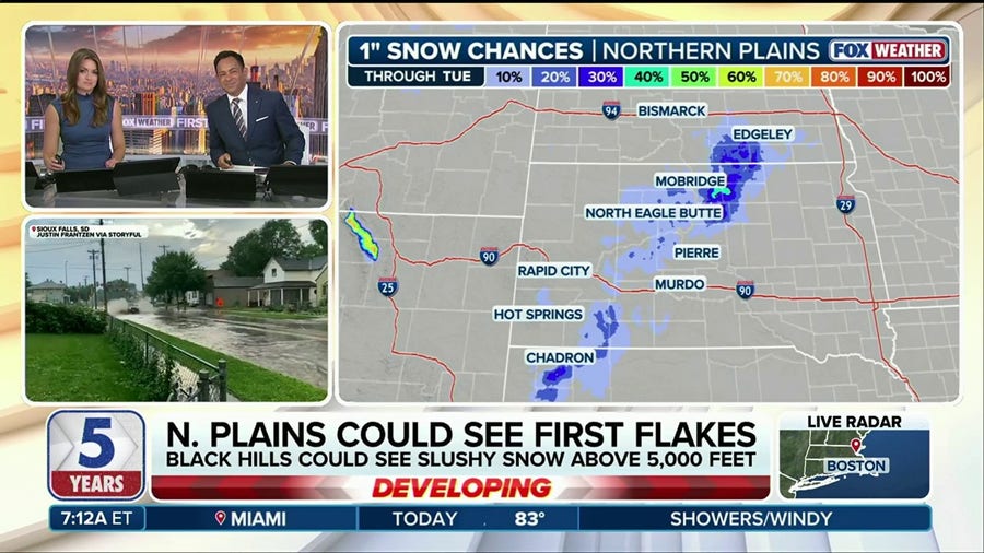 Rain and possible flurries are possible in the Northern Great Plains this week