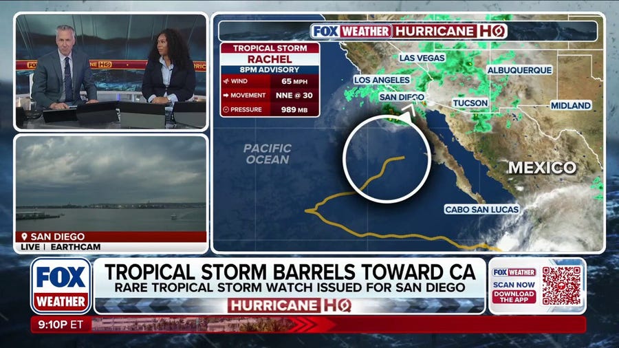 Tropical Storm Rachel barrels toward California with rare watches issued