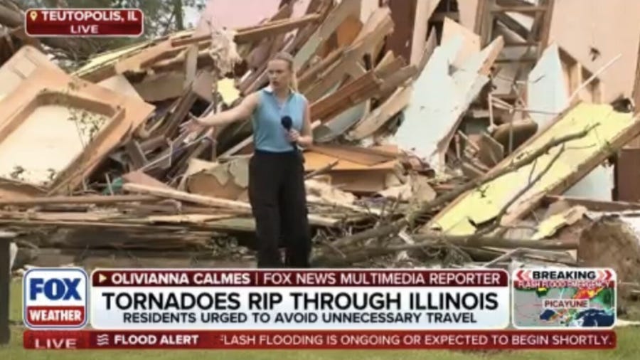 Tornadoes rip through Illinois leaving behind debris covered roads and downed trees, power lines