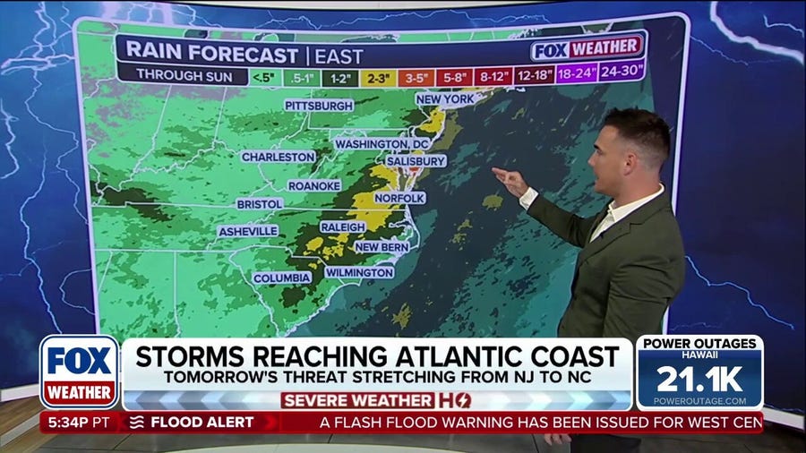 Flash flood threat looms for half a dozen states in the East to end the week