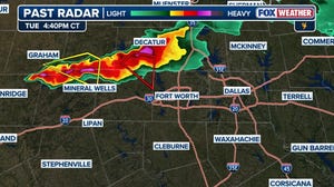 Radar shows severe storms moving through Mineral Wells, Texas