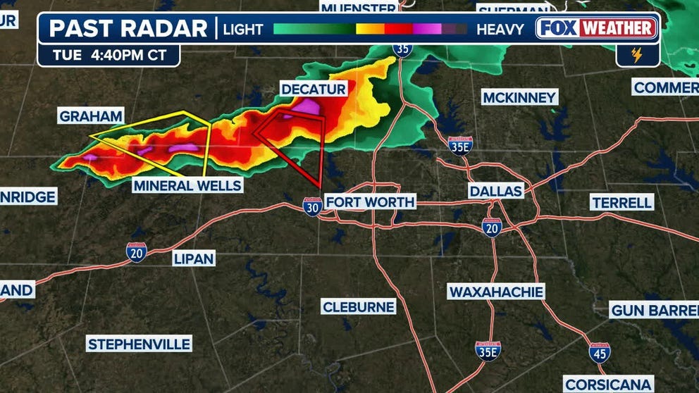 A City of Mineral Wells official told FOX 4 that there is a large area of damage with some structures destroyed, and injuries have been reported.