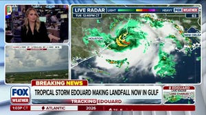 Tropical Storm Edouard is making landfall in the Gulf of America