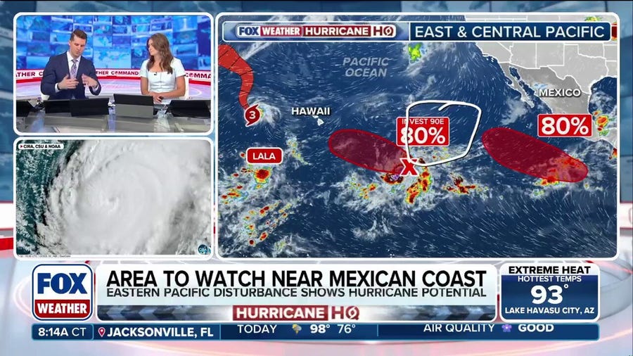 Invest 90E designated in pacific putting Hawaii back on alert while Lala surges to Category 4 hurricane 