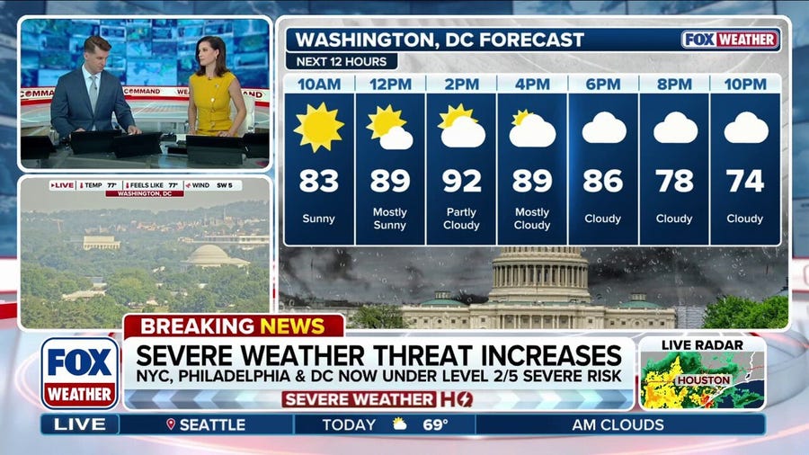 Threat of severe storms increases across parts of the Mid-Atlantic, Northeast