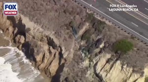 Large crack forms on shoulder of Pacific Coast Highway in Laguna Beach, California