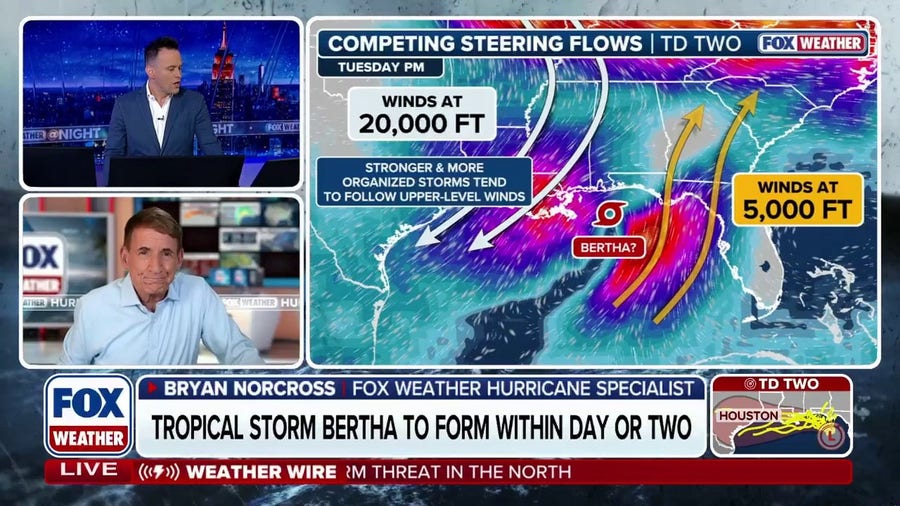 Tropical Storm Bertha likely to form within hours, causing heavy rain in the Southeast