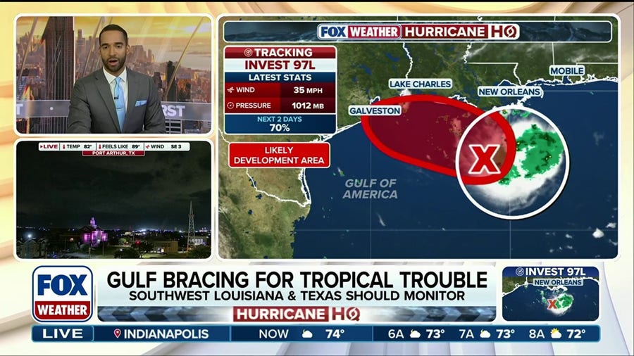 Invest 97L tropical development odds rise as heavy rain and storms threaten Texas and Louisiana