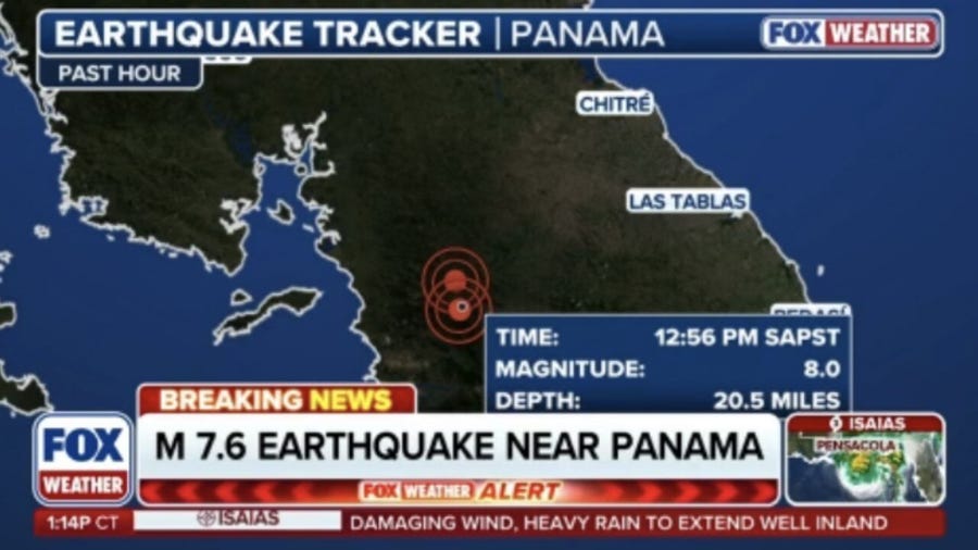 Tsunami Threat issued after massive magnitude 7.6 earthquake batters Panama