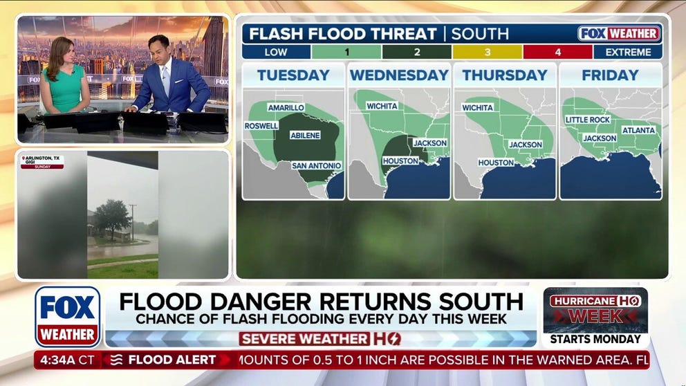 More than 60 million people across parts of the South and Texas will face the threat of flash flooding this week, after heavy rain soaked much of the region over the holiday weekend.