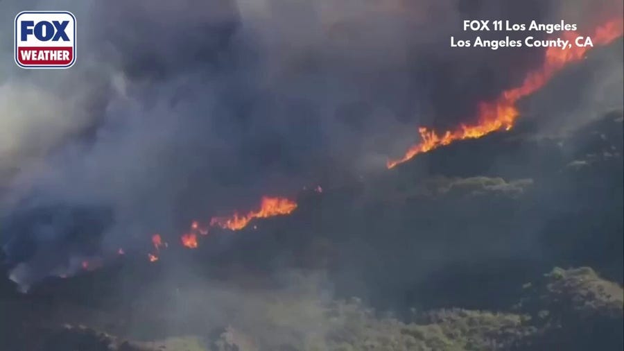 Bryson Fire burns on foothills of Los Angeles County