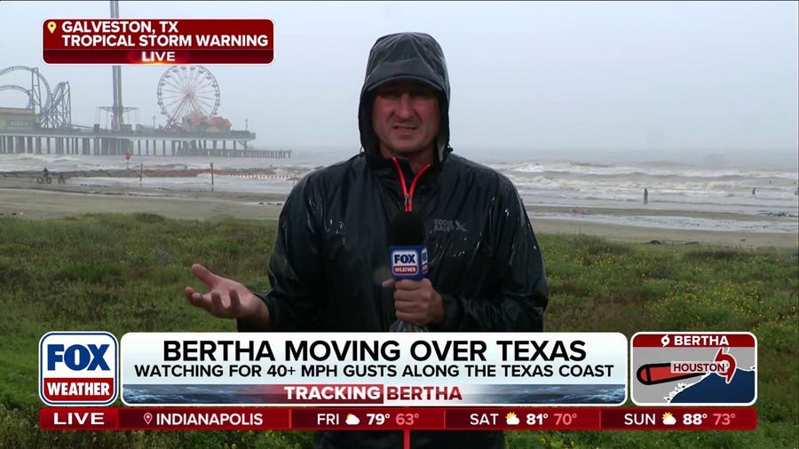 Bertha bringing heavy rain, gusty winds and rough surf to the Texas coast