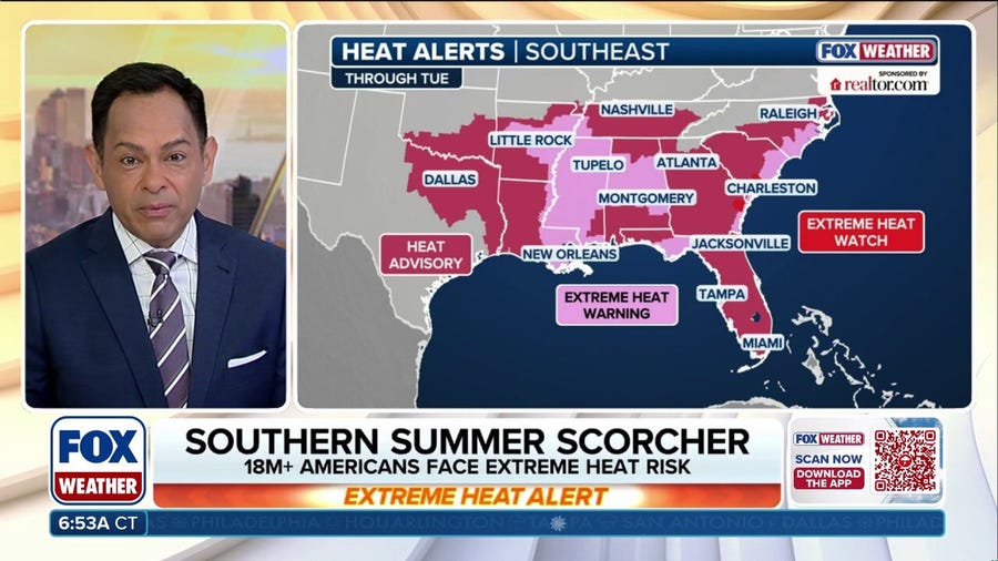 Millions face weeklong extreme heat wave across Southeast