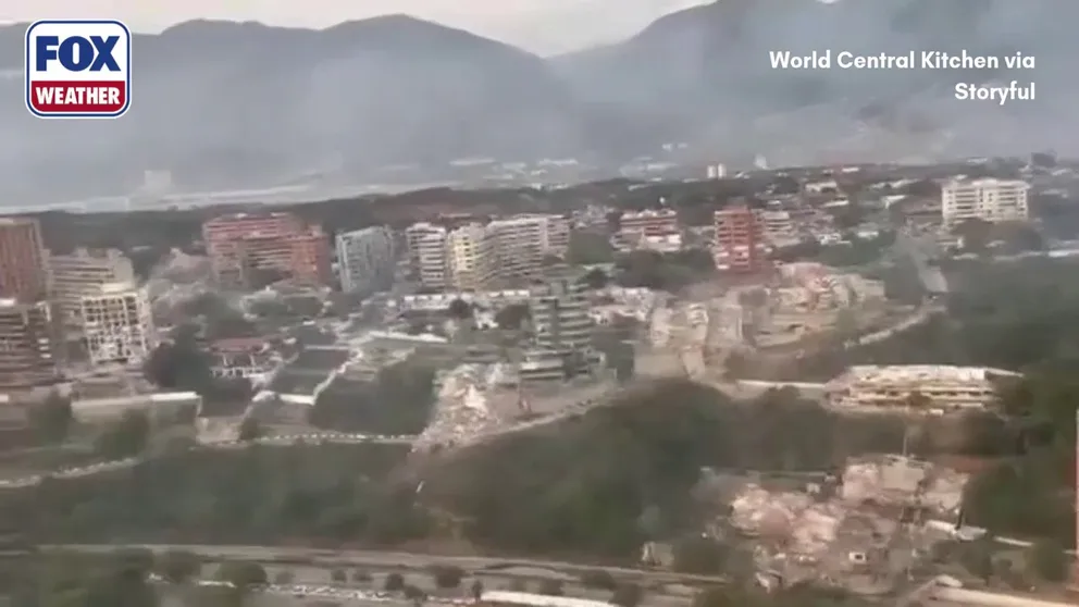 Rescue operations continue in Venezuela after two deadly earthquakes struck back-to-back on Wednesday night. Aerial video shows collapsed buildings and debris scattered across La Guaira the day after the earthquakes.