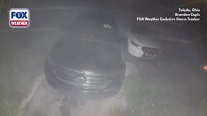 FOX Weather Storm Tracker Brandon Copic records video during Toledo, Ohio, hazmat incident