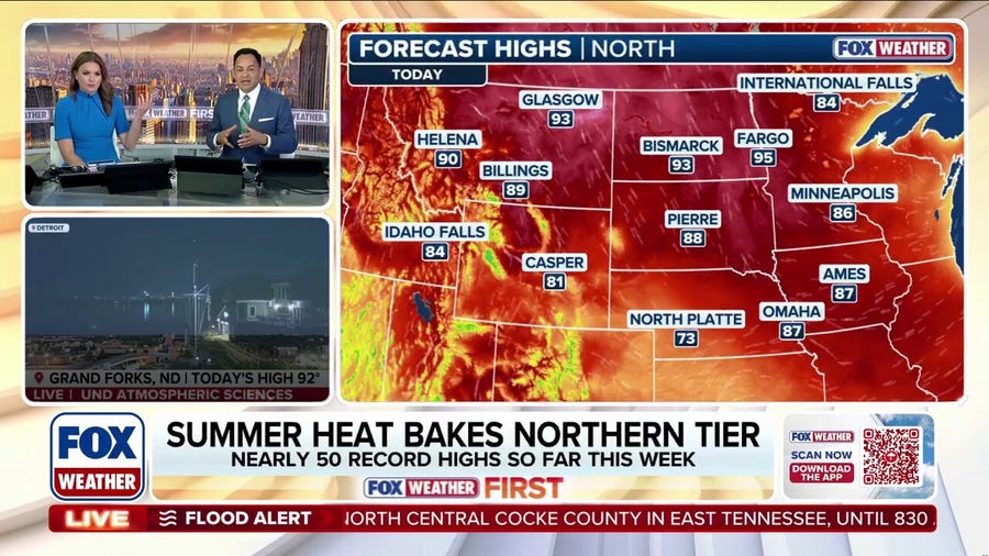 Nearly 50 record highs tumble as omega block bakes the Northern Tier