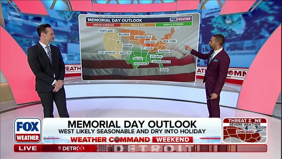 Memorial Day weather outlook features warmth, storms and mild conditions across the US