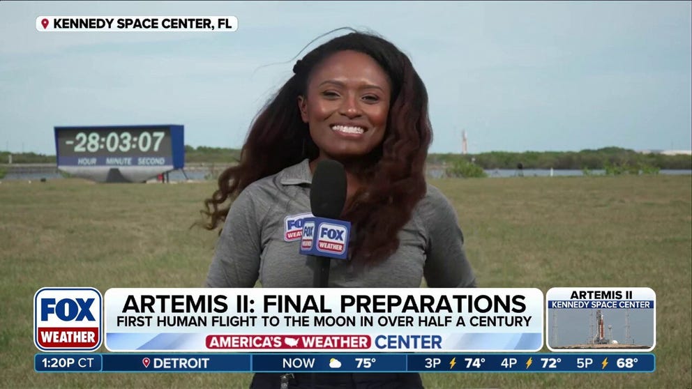 The final stages of preparation are happening for Artemis II, the first crewed lunar mission in 50 years. FOX Weather Correspondent Brandy Campbell reports in front of the countdown clock on the latest weather conditions and preparations just one day ahead of the planned launch day. 