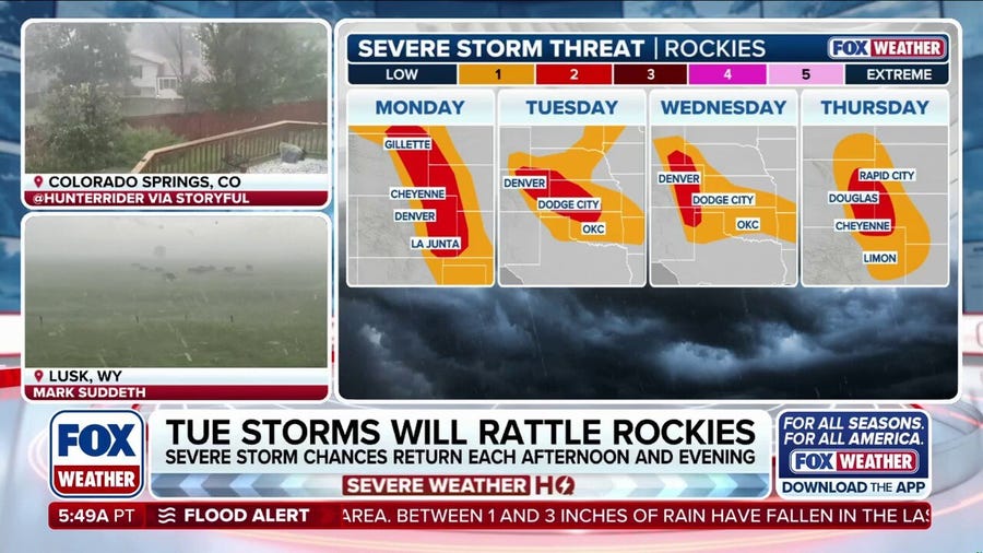 Multiday severe storm threat targets Plains, Rockies with large hail and damaging winds
