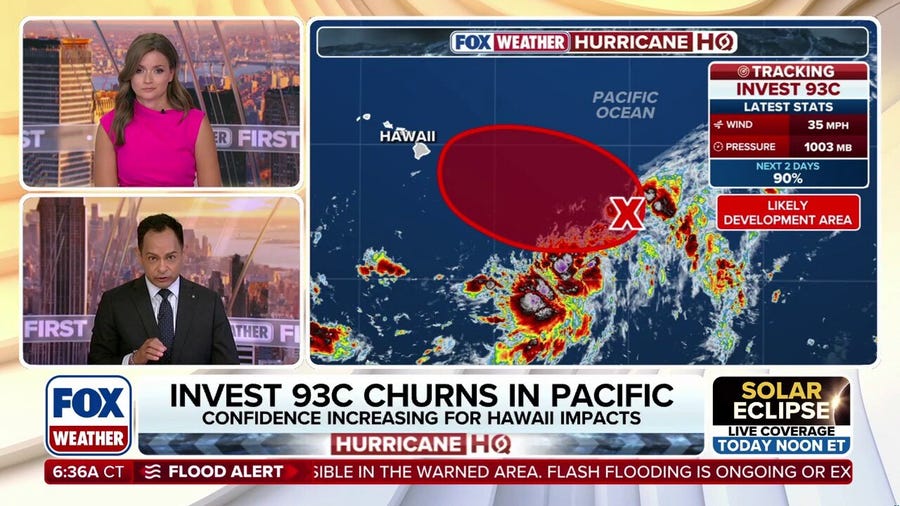 Invest 93C odds increase for tropical development as system targets Hawaii