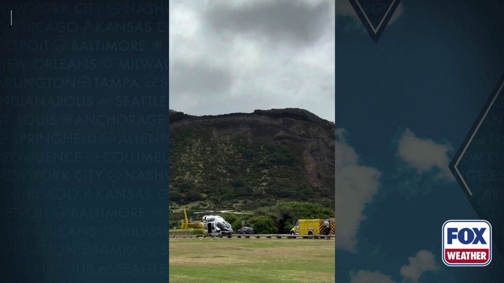 First responders search for a missing father, son in waters off Oahu, Hawaii. Family members told officials that the pair left around 7 a.m. on Tuesday to hike a local trail.