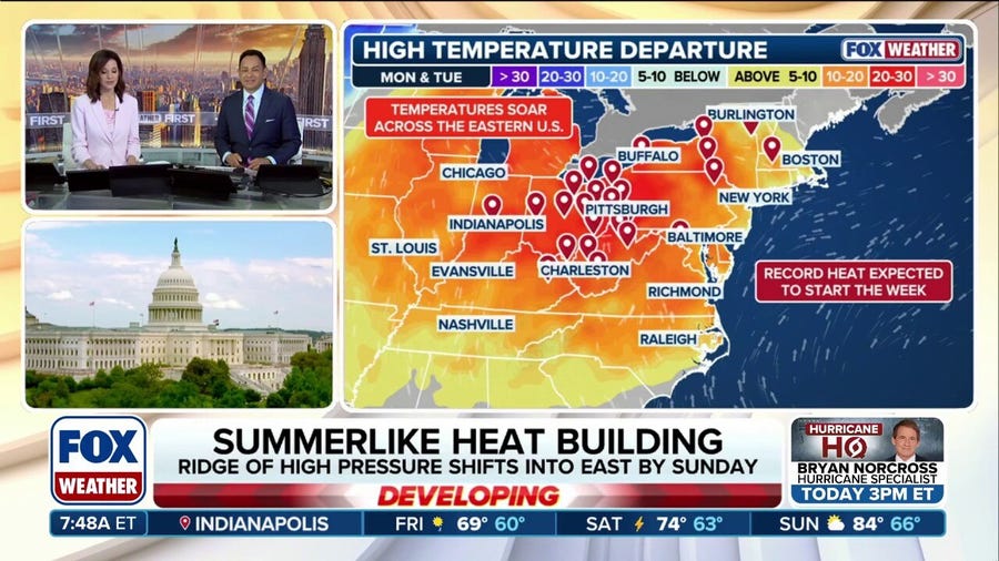 Summer-like temperatures aim for the East Coast