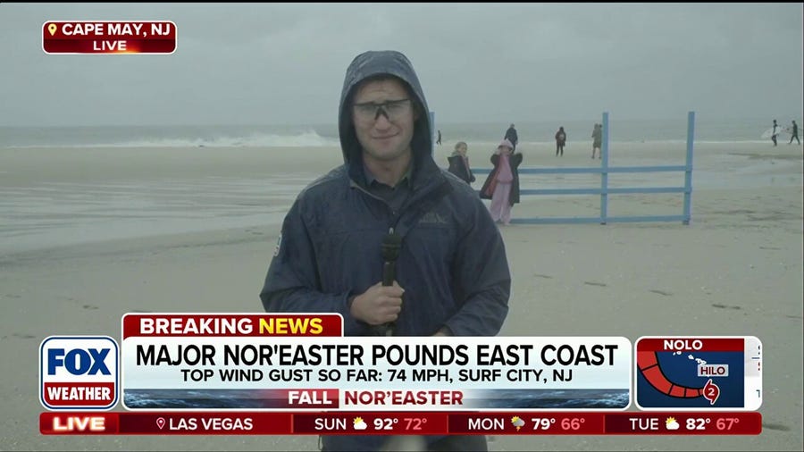 Cape May. New Jersey facing intense nor'easter conditions along beaches