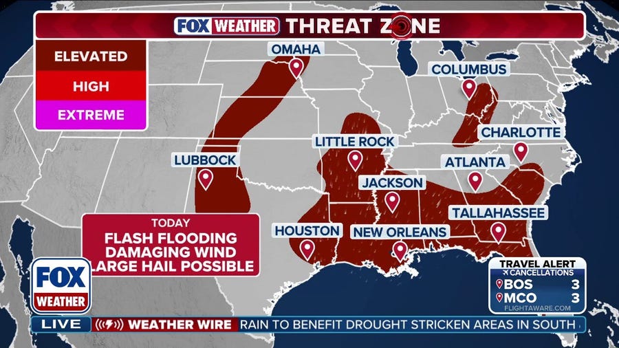 Days of rain continue to plague the South with growing flash flood risks for millions
