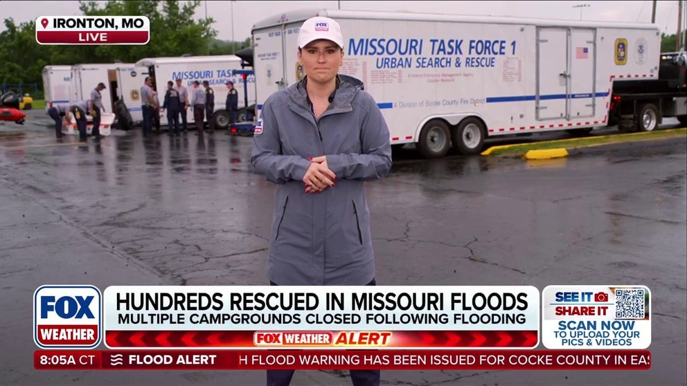 Devastating flooding swept through Missouri on Friday, leading to over 350 water rescues to be performed. 200 children were rescued from a flooding campground, as well. FOX Weather Meteorologist Jane Minar is live in Ironton, Missouri with the latest: