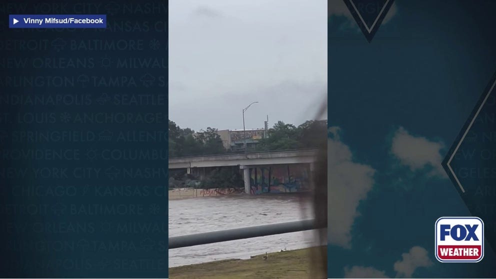The Sidney Baker Bridge in Kerrville is closed because a bridge struck it during a flash Flood Emergency early Thursday. Video shows the barge and a tree stuck beneath the bridge.