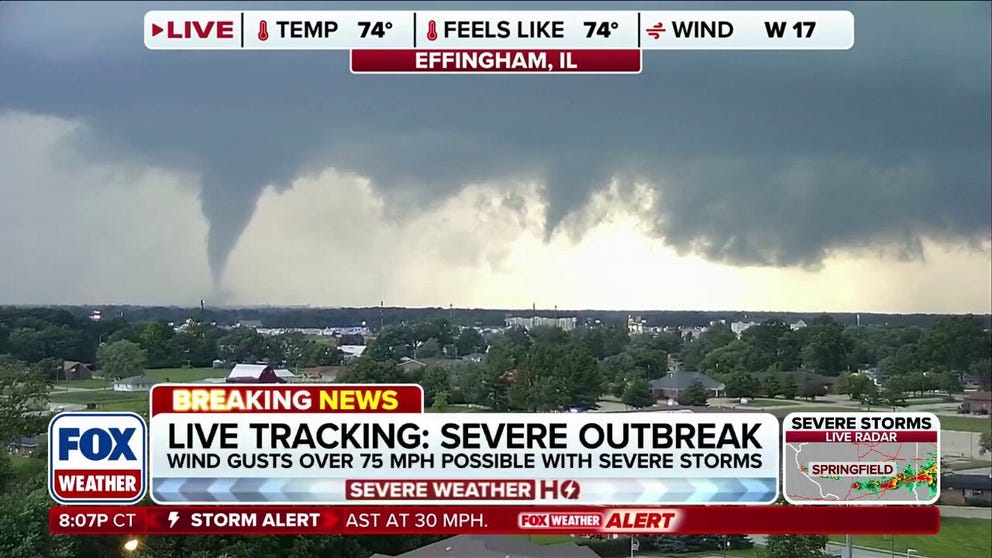 Amid a Midwest severe weather outbreak, FOX Weather Meteorologist Ari Sarsalari analyzes a confirmed tornado in progress in Effingham, Illinois live on FOX Weather.