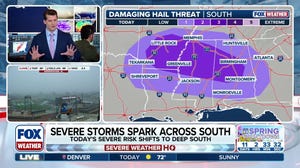 Severe storms spark across the South, bringing hail and strong winds, possible tornadoes